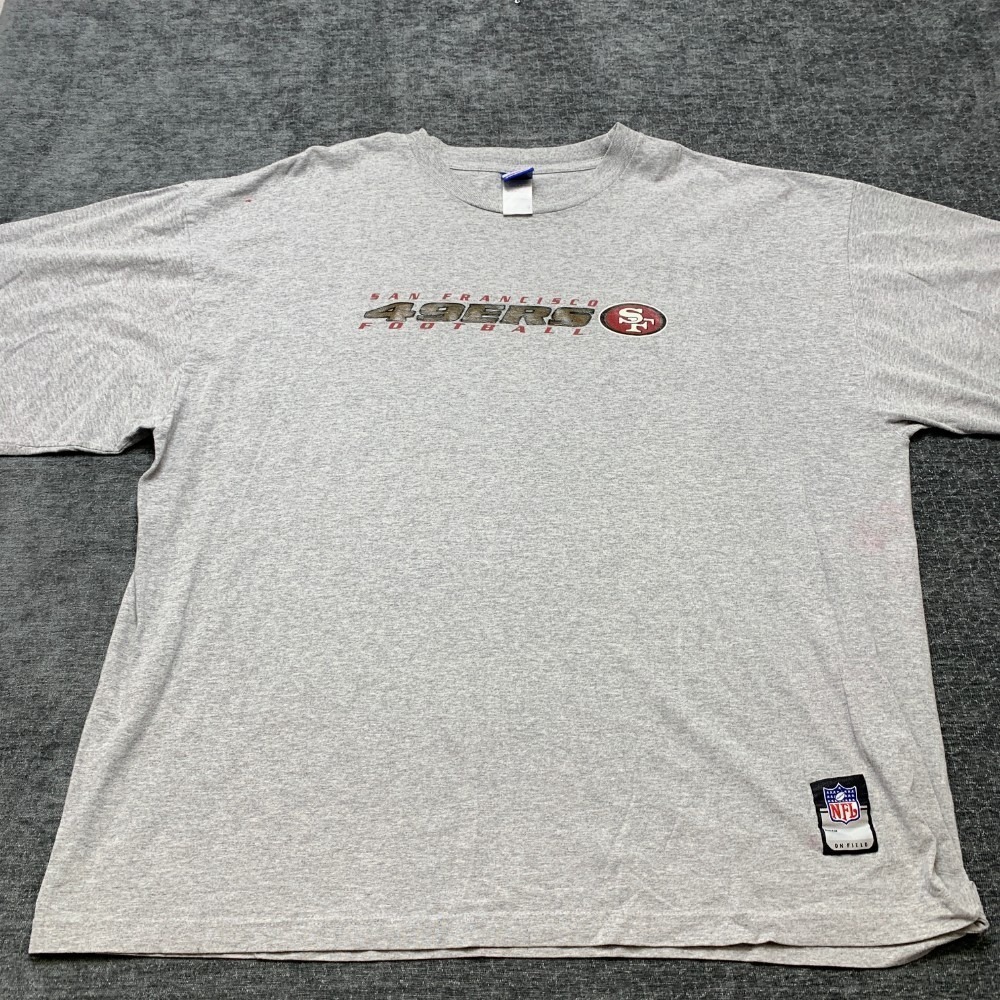 VTG Reebok NFL San Francisco 49ers Football T Shirt Mens 2XL Gray Short Sleeve